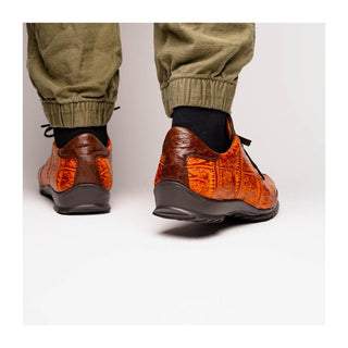 Marco Di Milano Saulo Men's Shoes Brandy & Brown Exotic Ostrich / Alligator Casual Sneakers (MDM1045)
