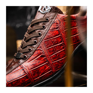 Marco Di Milano Saulo Men's Shoes Cognac Exotic Ostrich / Alligator Casual Sneakers (MDM1045)