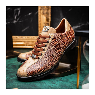 Marco Di Milano Saulo Men's Shoes Orix Exotic Ostrich / Alligator Casual Sneakers (MDM1045)