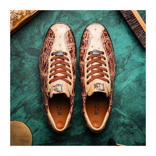 Marco Di Milano Saulo Men's Shoes Orix Exotic Ostrich / Alligator Casual Sneakers (MDM1045)