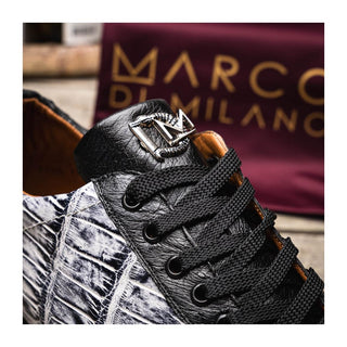 Marco Di Milano Saulo Men's Shoes Newspaper & Black Exotic Ostrich / Alligator Casual Sneakers (MDM1045)