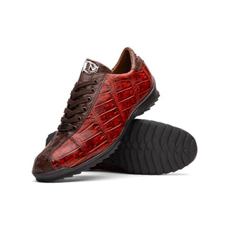 Marco Di Milano Saulo Men's Shoes Cognac Exotic Ostrich / Alligator Casual Sneakers (MDM1045)