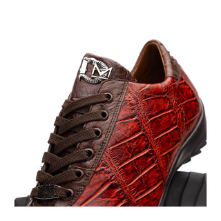 Marco Di Milano Saulo Men's Shoes Cognac Exotic Ostrich / Alligator Casual Sneakers (MDM1045)