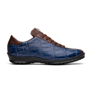 Marco Di Milano Saulo Men's Shoes Blue Jeans Exotic Ostrich / Alligator Casual Sneakers (MDM1045)