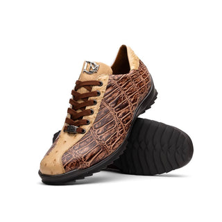 Marco Di Milano Saulo Men's Shoes Orix Exotic Ostrich / Alligator Casual Sneakers (MDM1045)