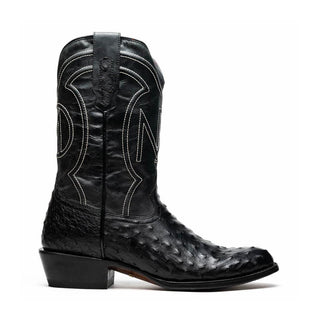 Marco Di Milano Savannah Men's Shoes Black Exotic Ostrich Skin Cowboy Boot (MDM1227)