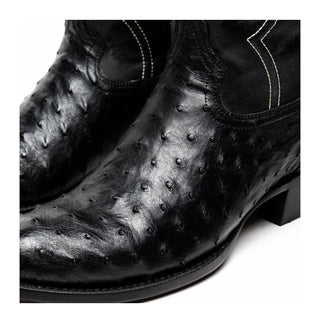 Marco Di Milano Savannah Men's Shoes Black Exotic Ostrich Skin Cowboy Boot (MDM1227)