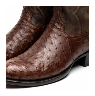 Marco Di Milano Savannah Men's Shoes Kango Tabacco Exotic Ostrich Skin Cowboy Boot (MDM1230)