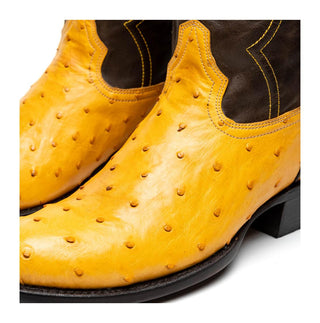 Marco Di Milano Savannah Men's Shoes Buttercup Exotic Ostrich Skin Cowboy Boot (MDM1226)