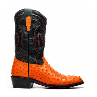 Marco Di Milano Savannah Men's Shoes Orange Exotic Ostrich Skin Cowboy Boot (MDM1228)