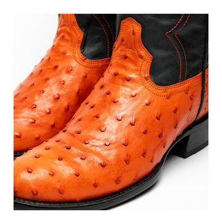 Marco Di Milano Savannah Men's Shoes Orange Exotic Ostrich Skin Cowboy Boot (MDM1228)