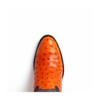 Marco Di Milano Savannah Men's Shoes Orange Exotic Ostrich Skin Cowboy Boot (MDM1228)