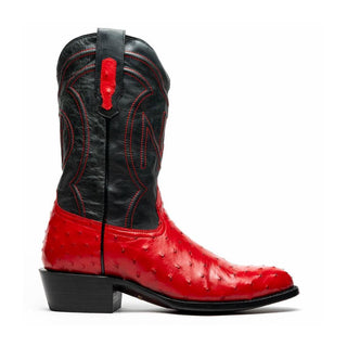 Marco Di Milano Savannah Men's Shoes Red Exotic Ostrich Skin Cowboy Boot (MDM1229)