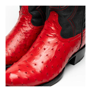 Marco Di Milano Savannah Men's Shoes Red Exotic Ostrich Skin Cowboy Boot (MDM1229)