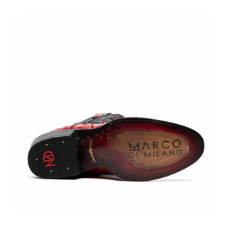 Marco Di Milano Savannah Men's Shoes Red Exotic Ostrich Skin Cowboy Boot (MDM1229)