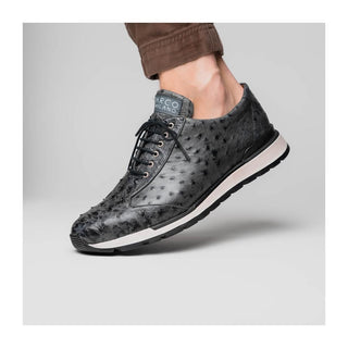 Marco Di Milano Scanno Men's Shoes Antique Gray Exotic Ostich Casual Sneakers (MDM1050)