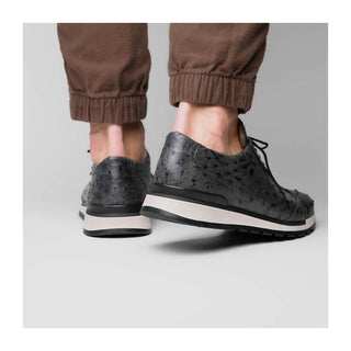 Marco Di Milano Scanno Men's Shoes Antique Gray Exotic Ostich Casual Sneakers (MDM1050)