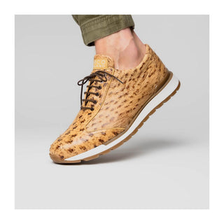 Marco Di Milano Scanno Men's Shoes Orix Cream Exotic Ostich Casual Sneakers (MDM1047)