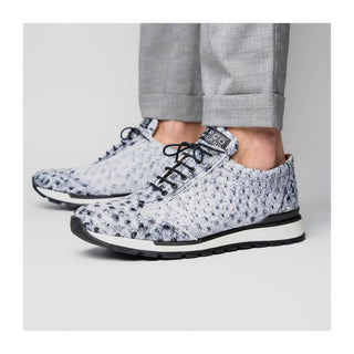 Marco Di Milano Scanno Men's Shoes Newspaper Exotic Ostrich Casual Sneakers (MDM1048)