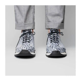 Marco Di Milano Scanno Men's Shoes Newspaper Exotic Ostrich Casual Sneakers (MDM1048)
