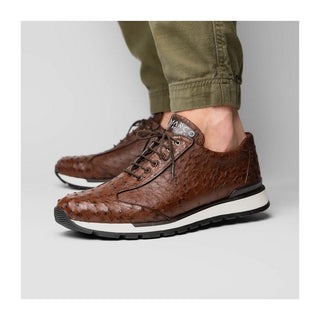 Marco Di Milano Scanno Men's Shoes Brown Exotic Ostich Casual Sneakers (MDM1051)