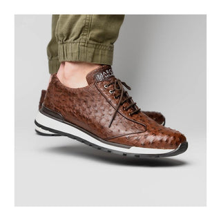 Marco Di Milano Scanno Men's Shoes Brown Exotic Ostich Casual Sneakers (MDM1051)
