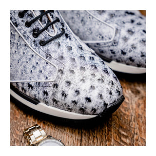 Marco Di Milano Scanno Men's Shoes Newspaper Exotic Ostrich Casual Sneakers (MDM1048)