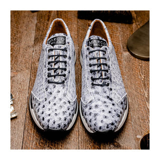 Marco Di Milano Scanno Men's Shoes Newspaper Exotic Ostrich Casual Sneakers (MDM1048)