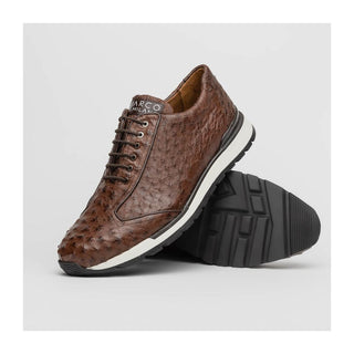 Marco Di Milano Scanno Men's Shoes Brown Exotic Ostich Casual Sneakers (MDM1051)