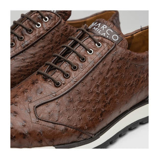 Marco Di Milano Scanno Men's Shoes Brown Exotic Ostich Casual Sneakers (MDM1051)