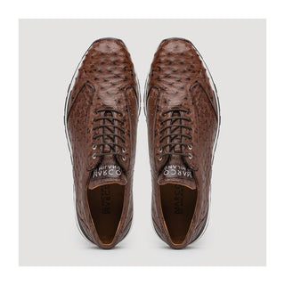 Marco Di Milano Scanno Men's Shoes Brown Exotic Ostich Casual Sneakers (MDM1051)