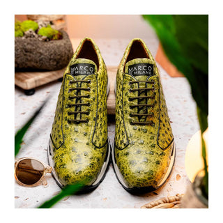 Marco Di Milano Scanno Men's Shoes Antique Green Exotic Ostich Casual Sneakers (MDM1055)