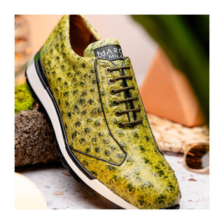 Marco Di Milano Scanno Men's Shoes Antique Green Exotic Ostich Casual Sneakers (MDM1055)