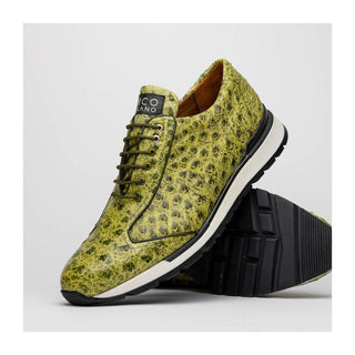 Marco Di Milano Scanno Men's Shoes Antique Green Exotic Ostich Casual Sneakers (MDM1055)