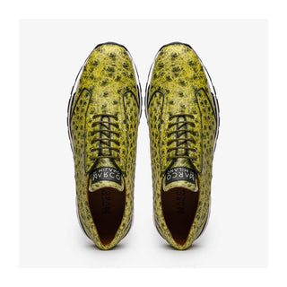 Marco Di Milano Scanno Men's Shoes Antique Green Exotic Ostich Casual Sneakers (MDM1055)