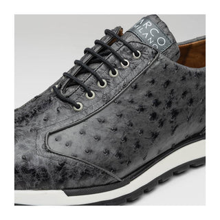 Marco Di Milano Scanno Men's Shoes Antique Gray Exotic Ostich Casual Sneakers (MDM1050)