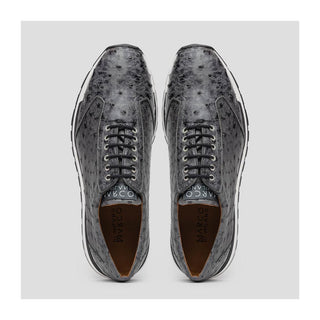 Marco Di Milano Scanno Men's Shoes Antique Gray Exotic Ostich Casual Sneakers (MDM1050)