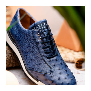 Marco Di Milano Scanno Men's Shoes Antique Navy Exotic Ostich Casual Sneakers (MDM1053)