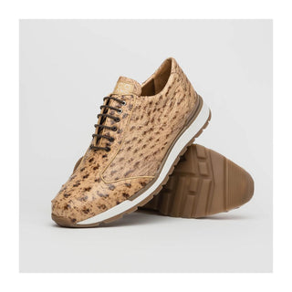 Marco Di Milano Scanno Men's Shoes Orix Cream Exotic Ostich Casual Sneakers (MDM1047)