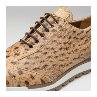 Marco Di Milano Scanno Men's Shoes Orix Cream Exotic Ostich Casual Sneakers (MDM1047)