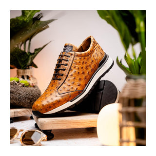 Marco Di Milano Scanno Men's Shoes Antique Paja Exotic Ostich Casual Sneakers (MDM1054)