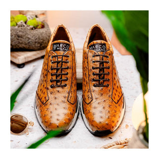Marco Di Milano Scanno Men's Shoes Antique Paja Exotic Ostich Casual Sneakers (MDM1054)