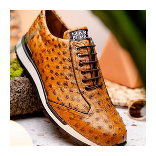 Marco Di Milano Scanno Men's Shoes Antique Paja Exotic Ostich Casual Sneakers (MDM1054)