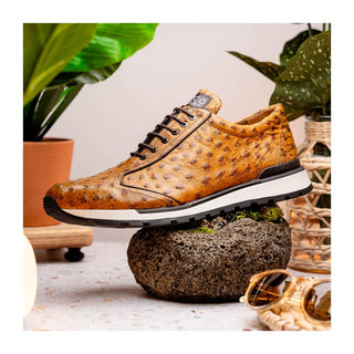 Marco Di Milano Scanno Men's Shoes Antique Paja Exotic Ostich Casual Sneakers (MDM1054)