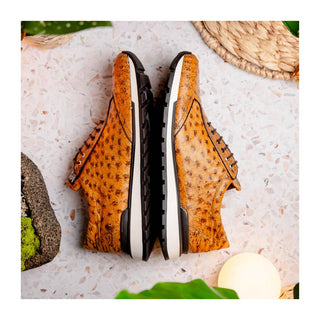 Marco Di Milano Scanno Men's Shoes Antique Paja Exotic Ostich Casual Sneakers (MDM1054)