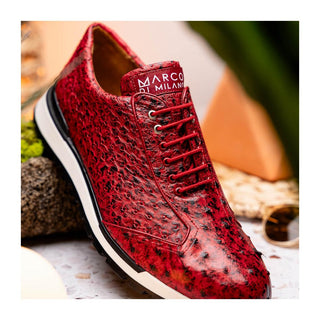 Marco Di Milano Scanno Men's Shoes Red Exotic Ostich Casual Sneakers (MDM1052)