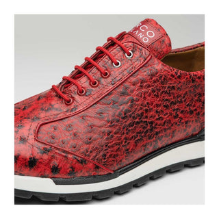 Marco Di Milano Scanno Men's Shoes Red Exotic Ostich Casual Sneakers (MDM1052)