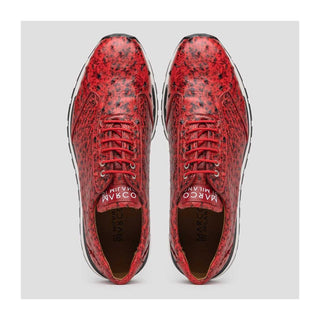 Marco Di Milano Scanno Men's Shoes Red Exotic Ostich Casual Sneakers (MDM1052)