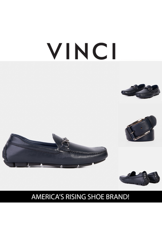 Vinci Pavia Leather Horse-Bit Loafer - Navy