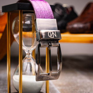 Marco Di Milano Silvio Men's Purple Genuine Crocodile Belts (MDMB1053)